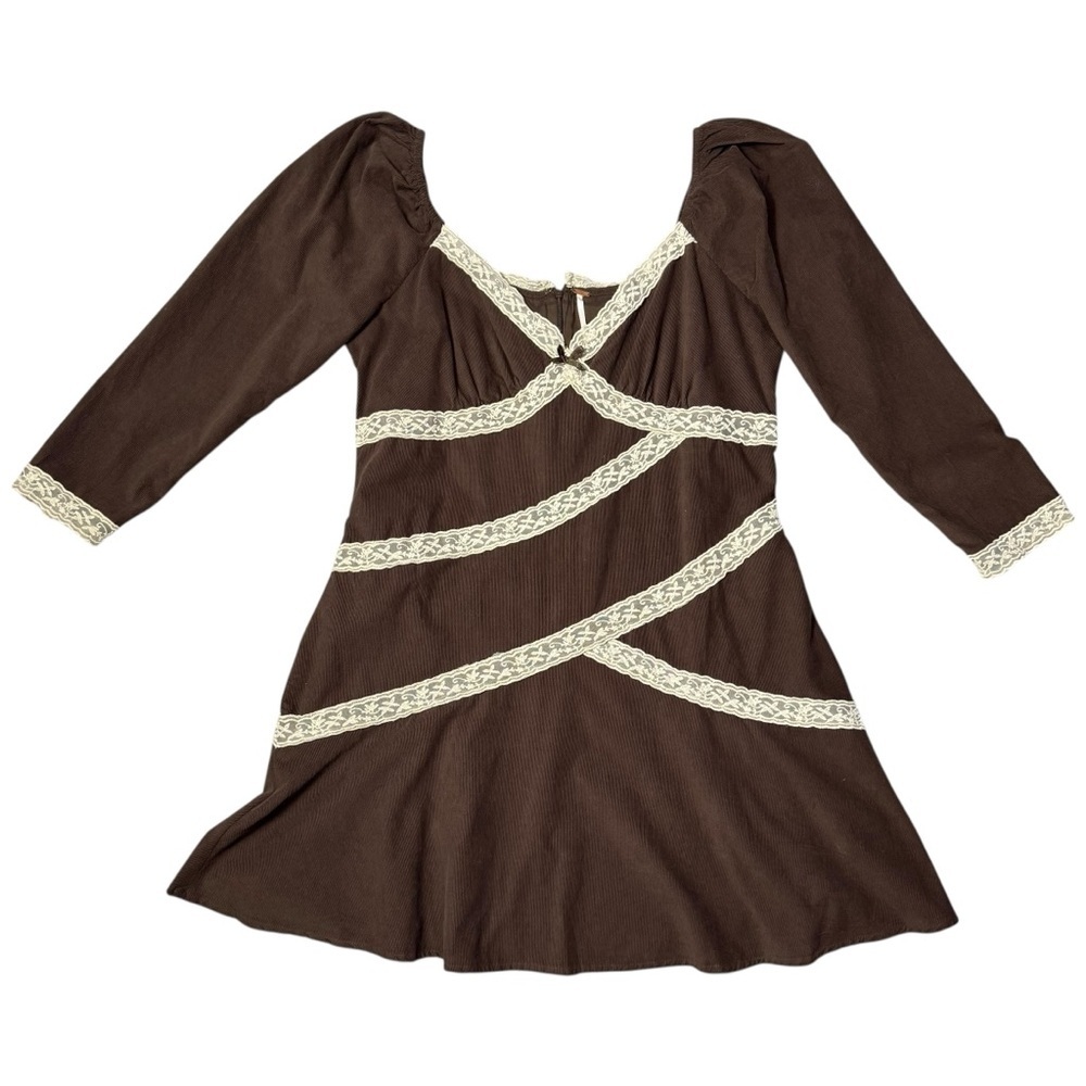 NWT New $168 Free People Tennley Corduroy Mini Chocolate Torte Dress Size XL - Picture 3 of 10